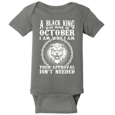A Black King Was Born In October Birthday Lion Baby Bodysuit