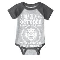 A Black King Was Born In October Birthday Lion Infant Baby Jersey Bodysuit