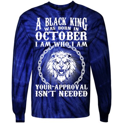 A Black King Was Born In October Birthday Lion Tie-Dye Long Sleeve Shirt