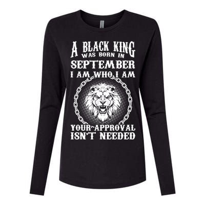 A Black King Was Born In September Birthday Lion Womens Cotton Relaxed Long Sleeve T-Shirt