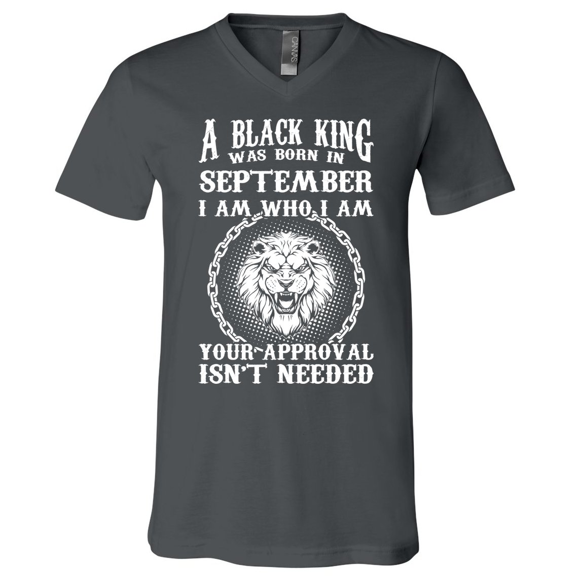 A Black King Was Born In September Birthday Lion V-Neck T-Shirt