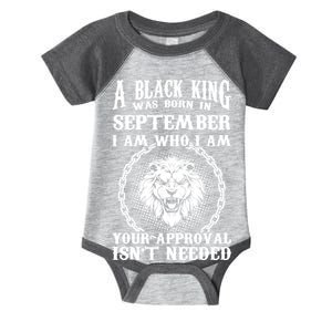 A Black King Was Born In September Birthday Lion Infant Baby Jersey Bodysuit