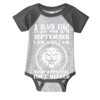 A Black King Was Born In September Birthday Lion Infant Baby Jersey Bodysuit