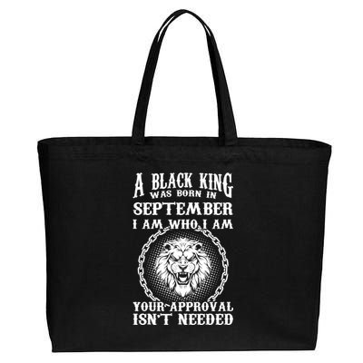 A Black King Was Born In September Birthday Lion Cotton Canvas Jumbo Tote