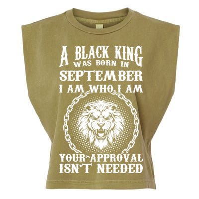 A Black King Was Born In September Birthday Lion Garment-Dyed Women's Muscle Tee