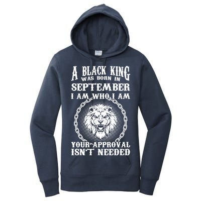 A Black King Was Born In September Birthday Lion Women's Pullover Hoodie