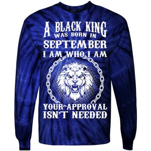 A Black King Was Born In September Birthday Lion Tie-Dye Long Sleeve Shirt