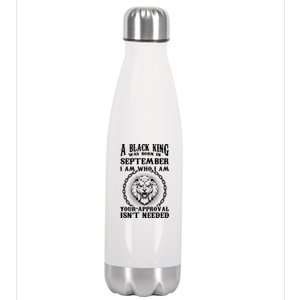 A Black King Was Born In September Birthday Lion Stainless Steel Insulated Water Bottle