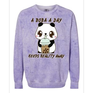 A Boba A Day Keeps The Reality Away Cute Panda Colorblast Crewneck Sweatshirt