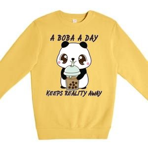 A Boba A Day Keeps The Reality Away Cute Panda Premium Crewneck Sweatshirt