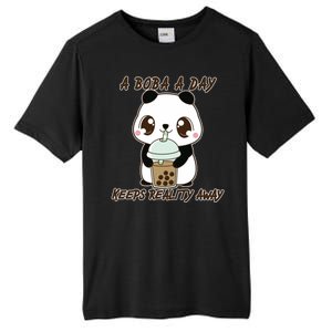 A Boba A Day Keeps The Reality Away Cute Panda Tall Fusion ChromaSoft Performance T-Shirt