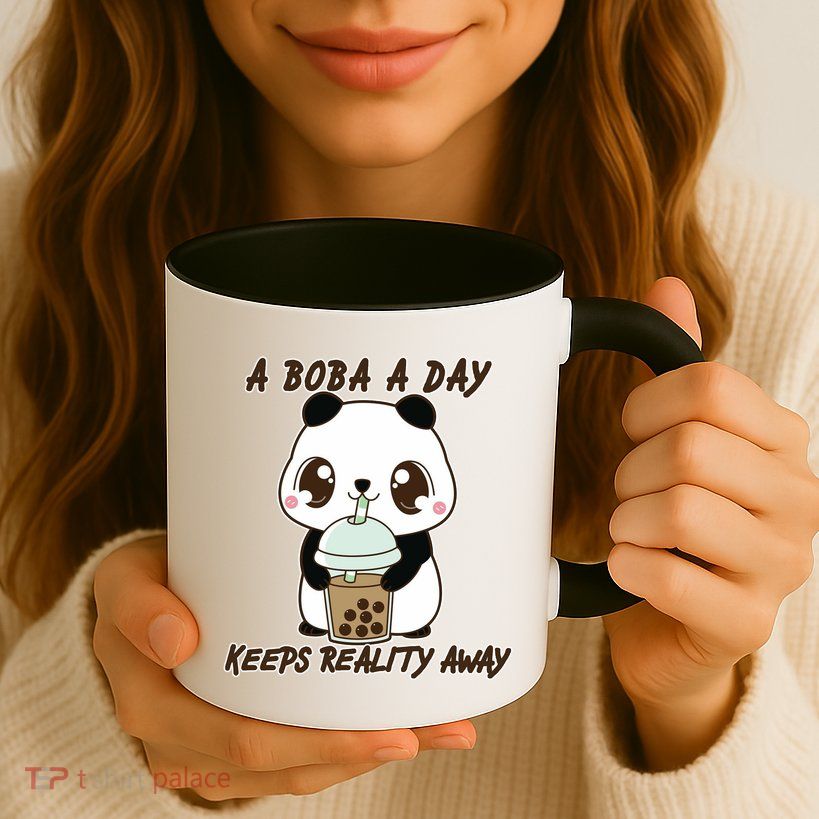 A Boba A Day Keeps The Reality Away Cute Panda Mug
