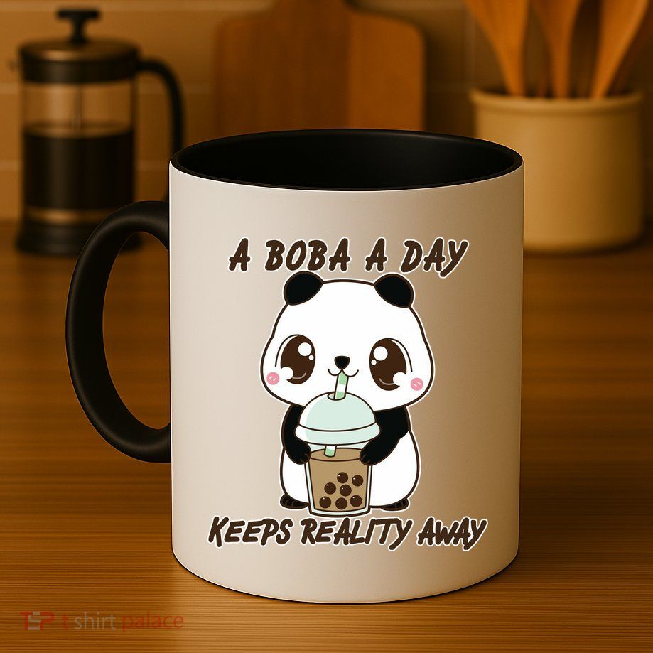 A Boba A Day Keeps The Reality Away Cute Panda Mug