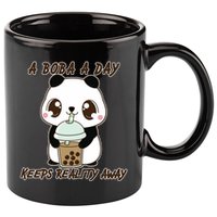 A Boba A Day Keeps The Reality Away Cute Panda 11oz C Handle Ceramic Mug