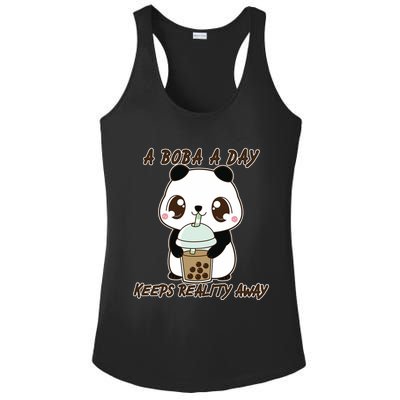 A Boba A Day Keeps The Reality Away Cute Panda Ladies PosiCharge Competitor Racerback Tank