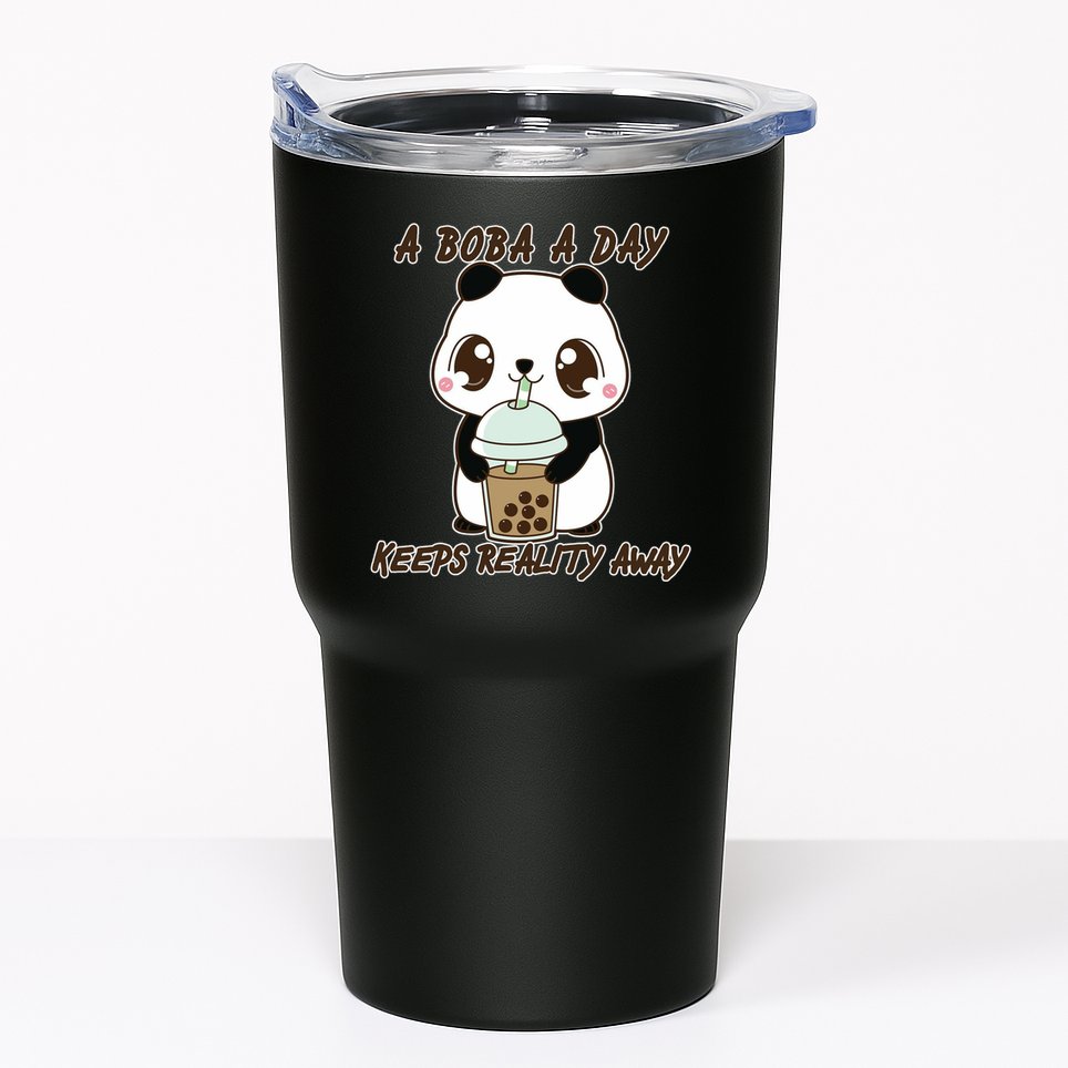 A Boba A Day Keeps The Reality Away Cute Panda Tumbler