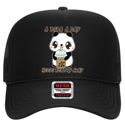A Boba A Day Keeps The Reality Away Cute Panda Trucker Hat