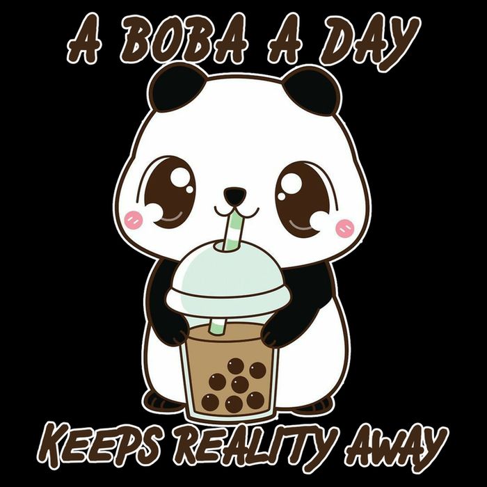 A Boba A Day Keeps The Reality Away Cute Panda Cropped Pullover Crew