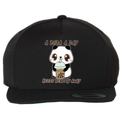A Boba A Day Keeps The Reality Away Cute Panda Wool Snapback Cap