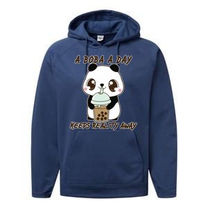 A Boba A Day Keeps The Reality Away Cute Panda Performance Fleece Hoodie