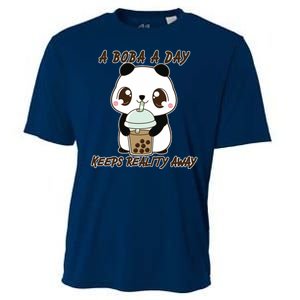 A Boba A Day Keeps The Reality Away Cute Panda Cooling Performance Crew T-Shirt