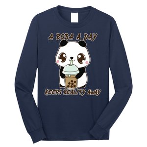 A Boba A Day Keeps The Reality Away Cute Panda Long Sleeve Shirt