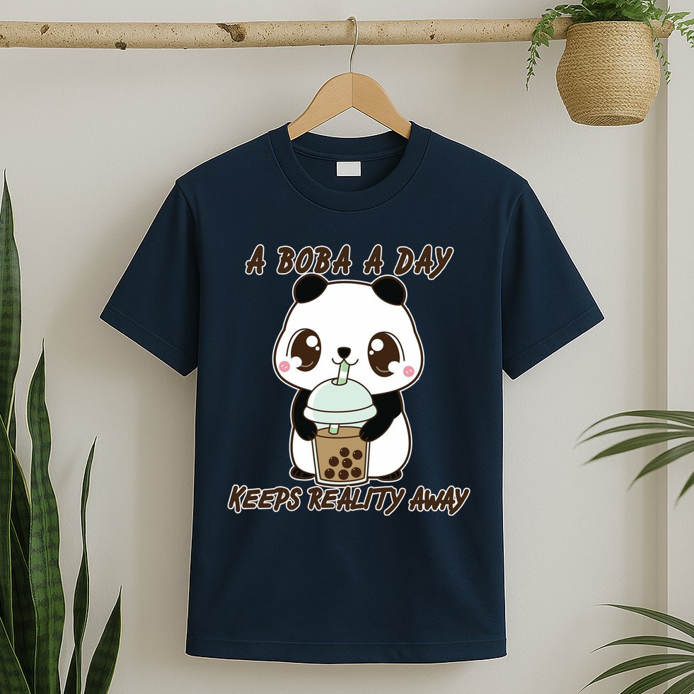 A Boba A Day Keeps The Reality Away Cute Panda T-Shirt