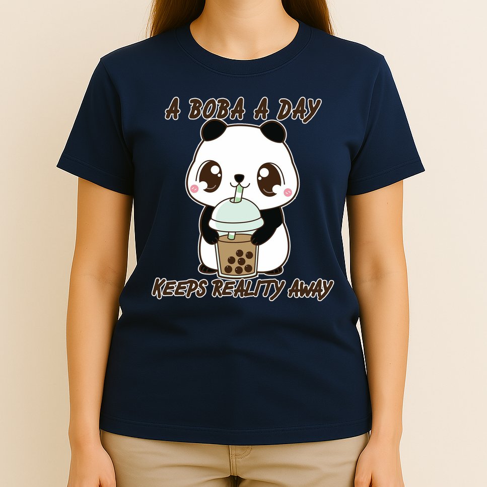 A Boba A Day Keeps The Reality Away Cute Panda T-Shirt
