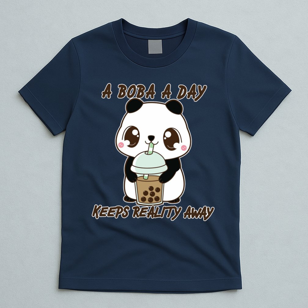 A Boba A Day Keeps The Reality Away Cute Panda T-Shirt