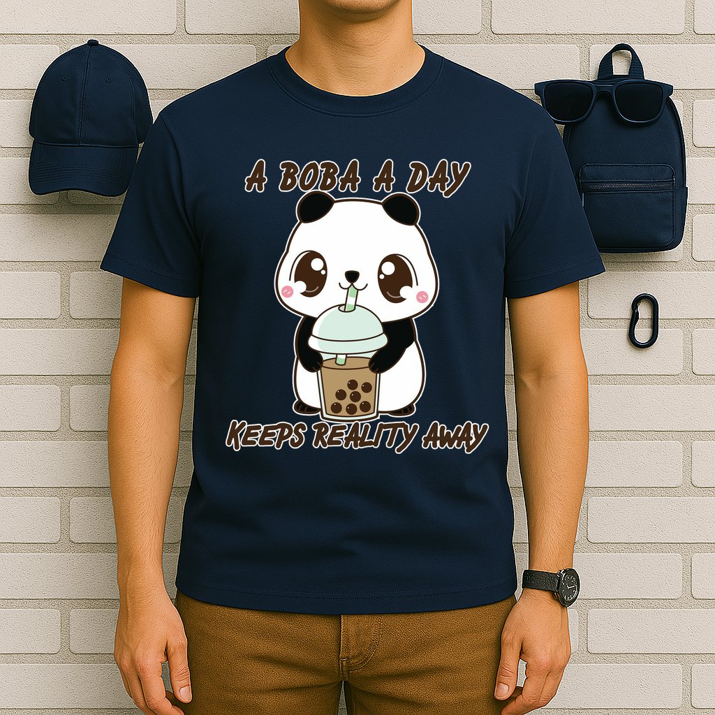 A Boba A Day Keeps The Reality Away Cute Panda T-Shirt