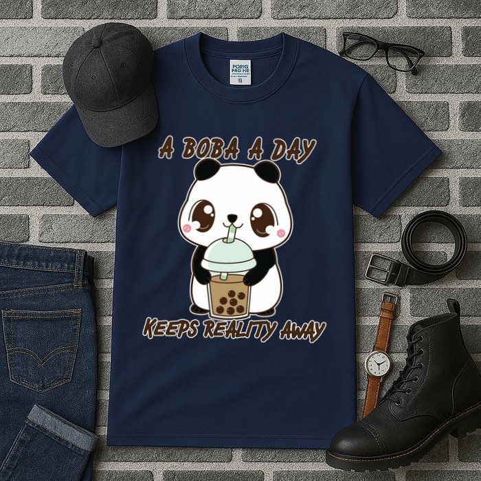 A Boba A Day Keeps The Reality Away Cute Panda Tall T-Shirt