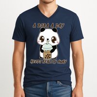 A Boba A Day Keeps The Reality Away Cute Panda V-Neck T-Shirt