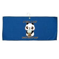 A Boba A Day Keeps The Reality Away Cute Panda Large Microfiber Waffle Golf Towel