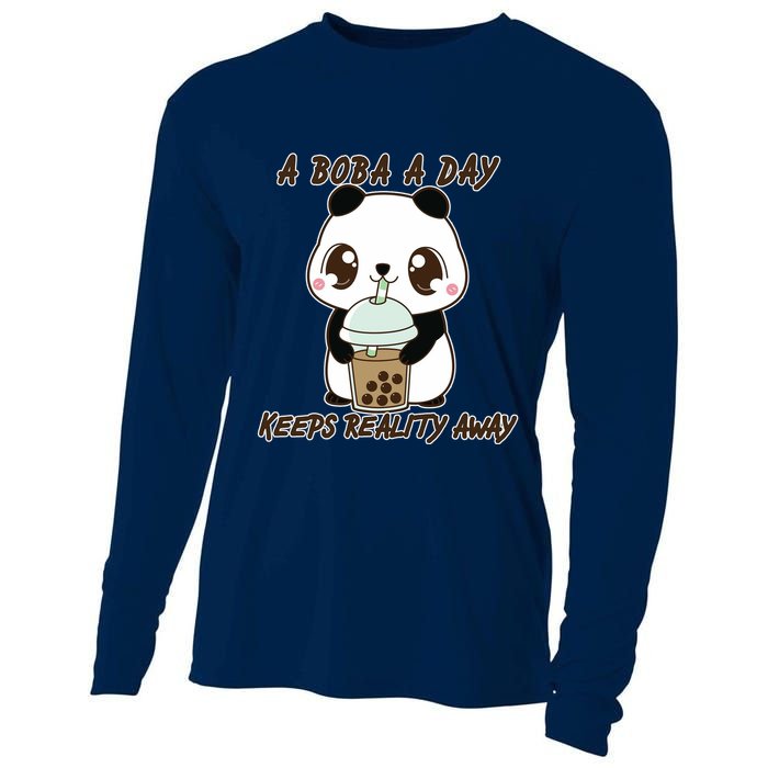 A Boba A Day Keeps The Reality Away Cute Panda Cooling Performance Long Sleeve Crew