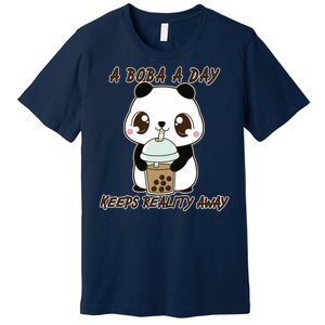 A Boba A Day Keeps The Reality Away Cute Panda Premium T-Shirt