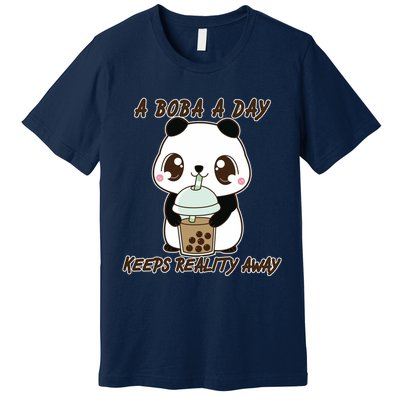 A Boba A Day Keeps The Reality Away Cute Panda Premium T-Shirt