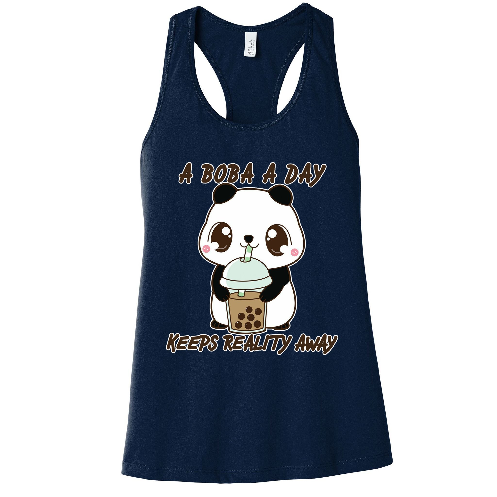 A Boba A Day Keeps The Reality Away Cute Panda Womens Tank Top