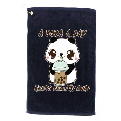 A Boba A Day Keeps The Reality Away Cute Panda Platinum Collection Golf Towel