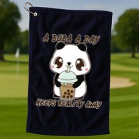 A Boba A Day Keeps The Reality Away Cute Panda Golf Towel