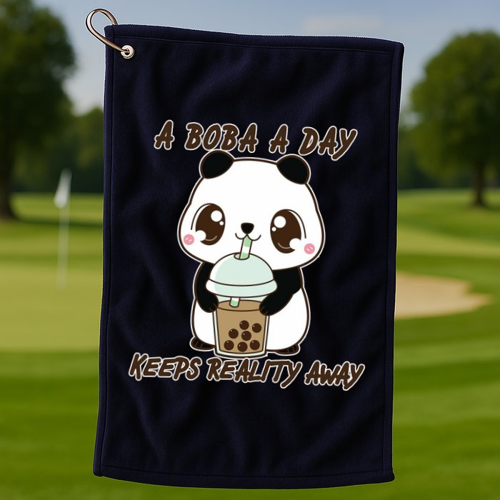A Boba A Day Keeps The Reality Away Cute Panda Golf Towel