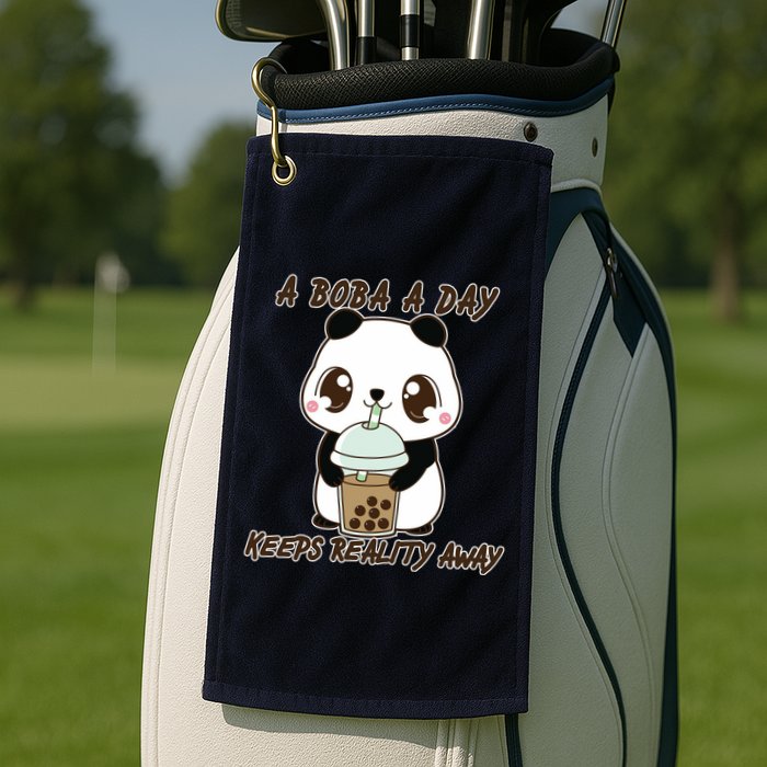 A Boba A Day Keeps The Reality Away Cute Panda Golf Towel