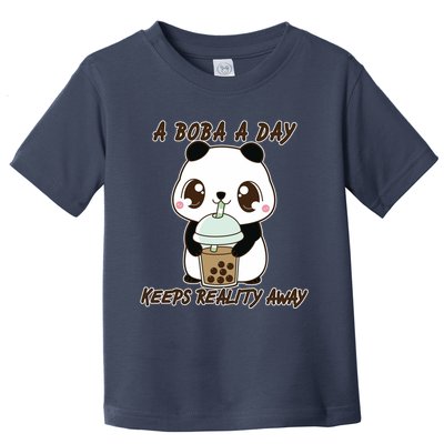A Boba A Day Keeps The Reality Away Cute Panda Toddler T-Shirt