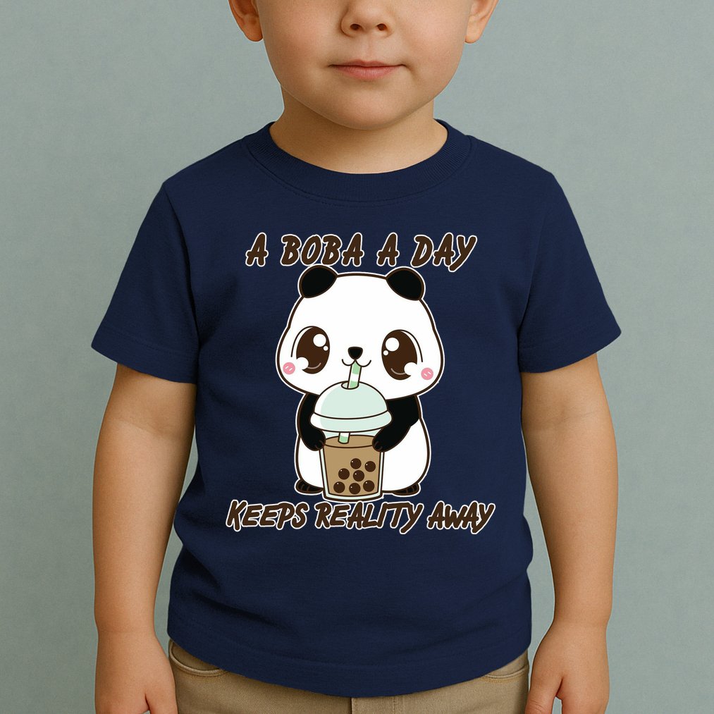 A Boba A Day Keeps The Reality Away Cute Panda Toddler T-Shirt