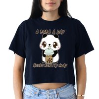 A Boba A Day Keeps The Reality Away Cute Panda Crop Top