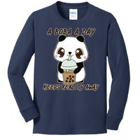 A Boba A Day Keeps The Reality Away Cute Panda Kids Long Sleeve Shirt