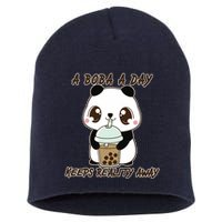 A Boba A Day Keeps The Reality Away Cute Panda Short Acrylic Beanie