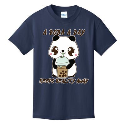 A Boba A Day Keeps The Reality Away Cute Panda Kids T-Shirt