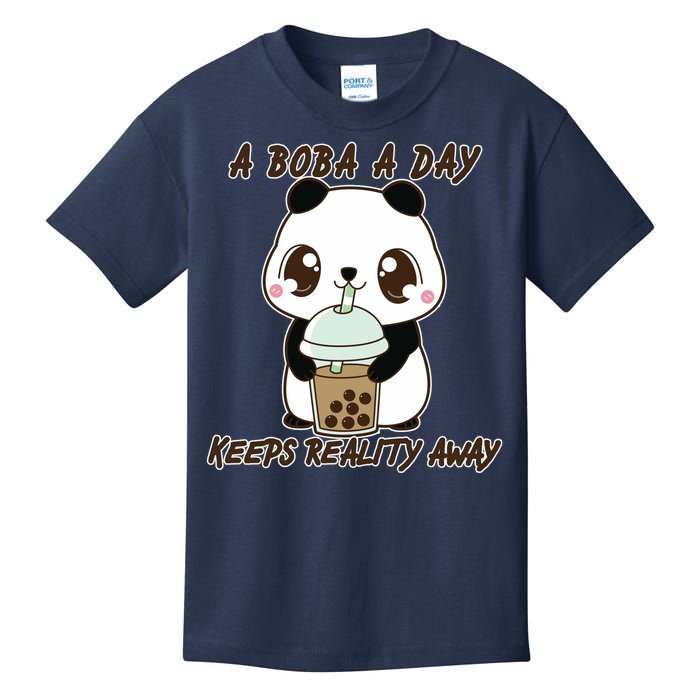 A Boba A Day Keeps The Reality Away Cute Panda Kids T-Shirt