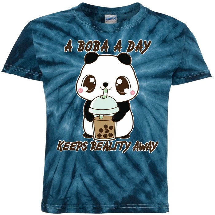 A Boba A Day Keeps The Reality Away Cute Panda Kids Tie-Dye T-Shirt