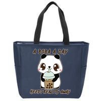 A Boba A Day Keeps The Reality Away Cute Panda Zip Tote Bag